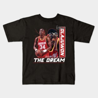 Hakeem Olajuwon The Dream Basketball Legend Signature Vintage Retro 80s 90s Bootleg Rap Style Kids T-Shirt